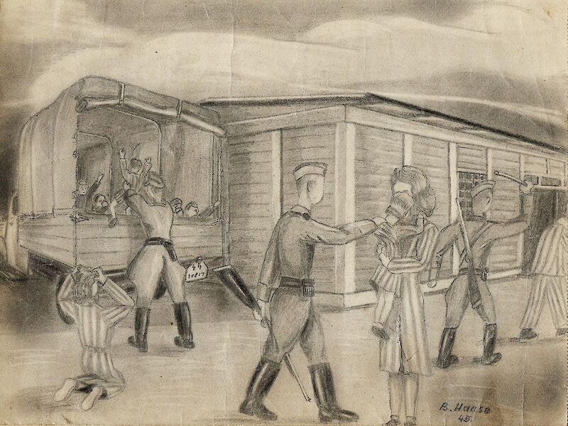 Zeichnung des Überlebenden Bernd Haase, ohne Titel, 1945 © Bernd Haase